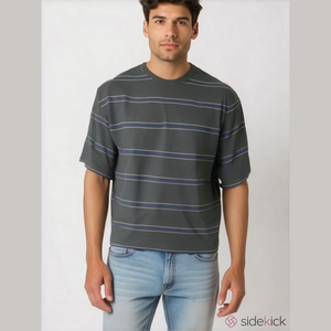 DENVER HAYES Men's Green Striped Shirt